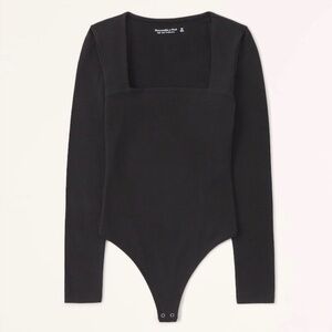 Abercrombie & Fitch Long Sleeve Cotton Seamless Fabric Squareneck Bodysuit